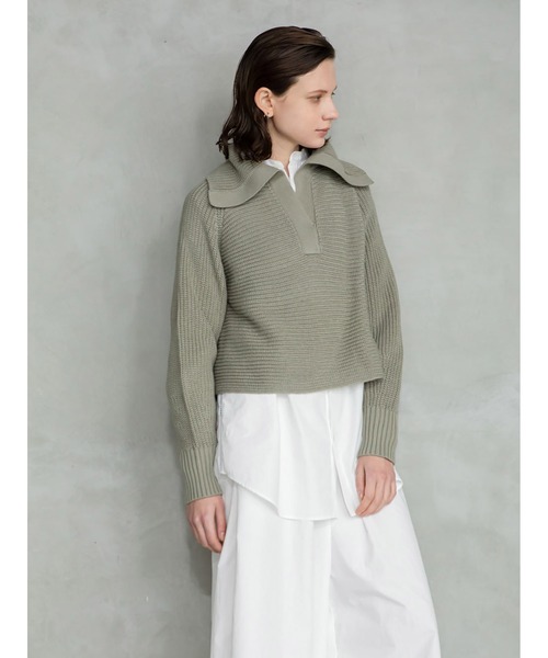 enchainement(アンシェヌマン)の「Big Collar Pullover(ニット/セーター・レディース・ブラック/オフホワイト/カーキ・フリー)」の4枚目の写真