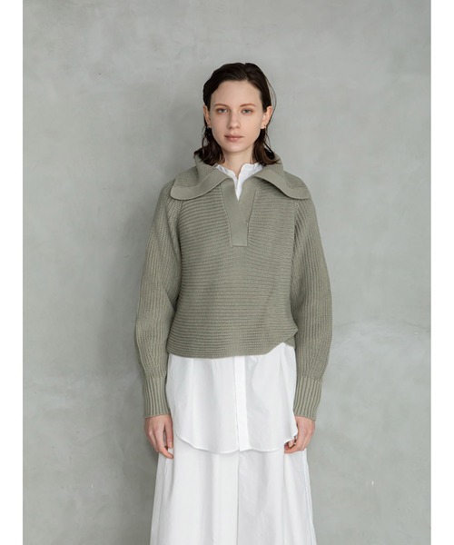enchainement(アンシェヌマン)の「Big Collar Pullover(ニット/セーター・レディース・ブラック/オフホワイト/カーキ・フリー)」の16枚目の写真