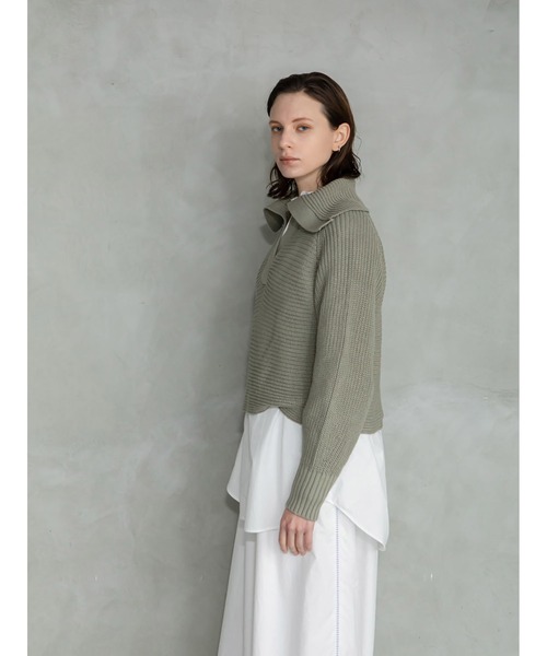 enchainement(アンシェヌマン)の「Big Collar Pullover(ニット/セーター・レディース・ブラック/オフホワイト/カーキ・フリー)」の13枚目の写真