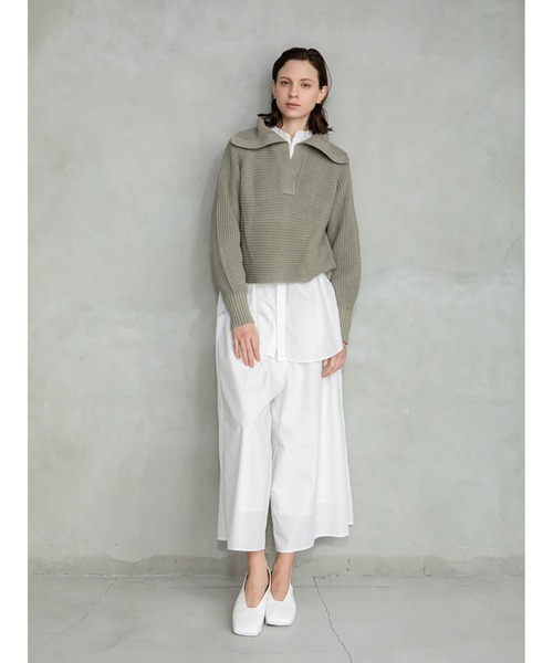 enchainement(アンシェヌマン)の「Big Collar Pullover(ニット/セーター・レディース・ブラック/オフホワイト/カーキ・フリー)」の5枚目の写真