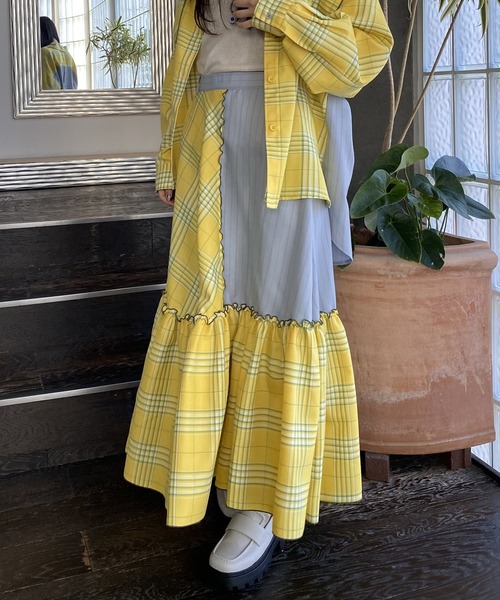 AS KNOW AS PINKY(アズノゥアズピンキー)の「柄めいたメローギャザースカート(スカート・レディース・ベージュ系その他/グリーン系その他/イエロー系その他・FREE)」の3枚目の写真