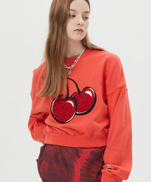 KIRSH BIG CHERRY BOUCLE CROP SWEAT LS/キルシービッグチェリー ブークレ クロップ スウェットシャツ