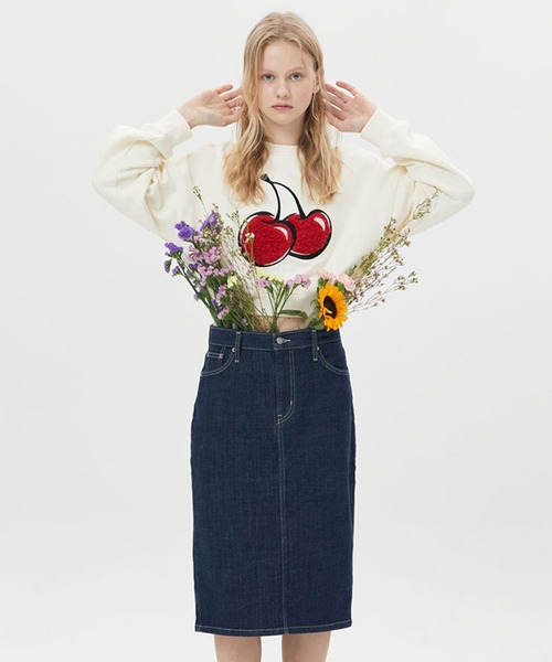 KIRSH（キルシー）の「KIRSH BIG CHERRY BOUCLE CROP SWEAT LS/キルシービッグチェリー ブークレ クロップ スウェットシャツ（スウェット・レディース・ブラック/ピンク/アイボリー・ONE SIZE）」の8枚目の写真