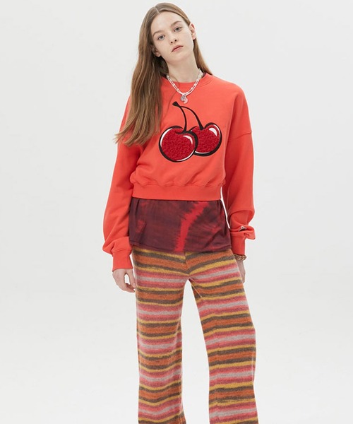 KIRSH（キルシー）の「KIRSH BIG CHERRY BOUCLE CROP SWEAT LS/キルシービッグチェリー ブークレ クロップ スウェットシャツ（スウェット・レディース・ブラック/ピンク/アイボリー・ONE SIZE）」の17枚目の写真