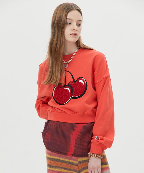 KIRSH（キルシー）の「KIRSH BIG CHERRY BOUCLE CROP SWEAT LS/キルシービッグチェリー ブークレ クロップ スウェットシャツ（スウェット・レディース・ブラック/ピンク/アイボリー・ONE SIZE）」の21枚目の写真