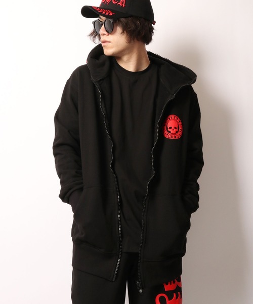 ByTheR（バイザアール）の「BYTHER 韓国ブランド 発泡プリントジップアップパーカー（パーカー・メンズ・ブラック・FREE）」の5枚目の写真