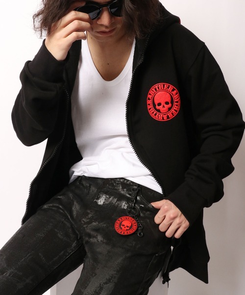 ByTheR（バイザアール）の「BYTHER 韓国ブランド 発泡プリントジップアップパーカー（パーカー・メンズ・ブラック・FREE）」の6枚目の写真