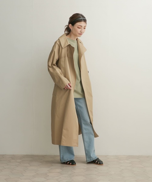 mizuiroind（ミズイロインド）の「mizuiro ind　dolman sleeve trench coat（トレンチコート・レディース・ベージュ/ライトカーキ・ONE）」の6枚目の写真