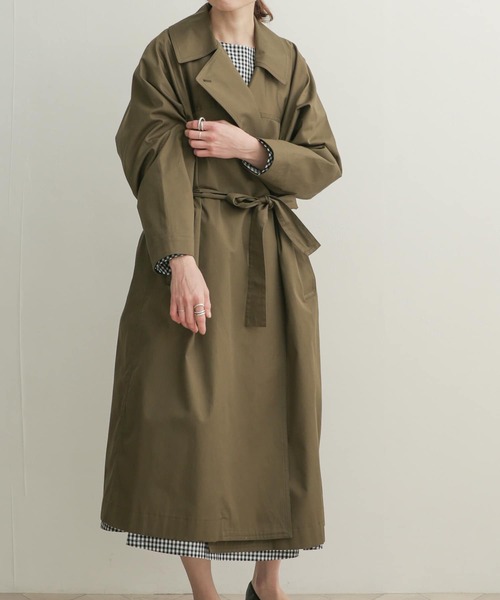 mizuiroind（ミズイロインド）の「mizuiro ind　dolman sleeve trench coat（トレンチコート・レディース・ベージュ/ライトカーキ・ONE）」の10枚目の写真