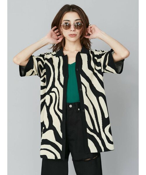 EVRIS（エヴリス）の「マーブルポロニットトップス（ニット/セーター・レディース・ブラック/ブラウン/グリーン・FREE）」の7枚目の写真