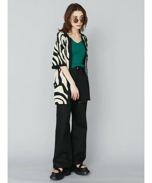 EVRIS（エヴリス）の「マーブルポロニットトップス（ニット/セーター・レディース・ブラック/ブラウン/グリーン・FREE）」の9枚目の写真