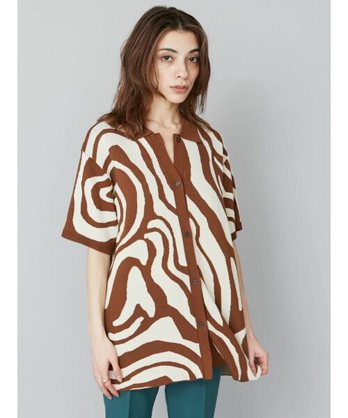 EVRIS（エヴリス）の「マーブルポロニットトップス（ニット/セーター・レディース・ブラック/ブラウン/グリーン・FREE）」の13枚目の写真