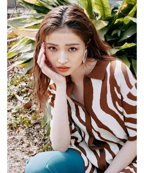 EVRIS（エヴリス）の「マーブルポロニットトップス（ニット/セーター・レディース・ブラック/ブラウン/グリーン・FREE）」の16枚目の写真