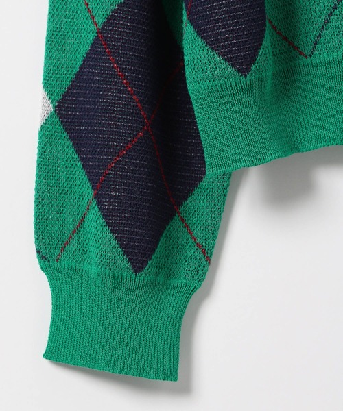 niko and...（ニコアンド）の「[MODE NORM CORE]洗える12Gアーガイルヴィンテージカーディガン（カーディガン/ボレロ・レディース・ベージュ/グリーン・MEDIUM/LARGE）」の6枚目の写真