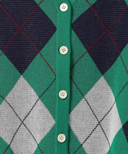 niko and...（ニコアンド）の「[MODE NORM CORE]洗える12Gアーガイルヴィンテージカーディガン（カーディガン/ボレロ・レディース・ベージュ/グリーン・MEDIUM/LARGE）」の9枚目の写真