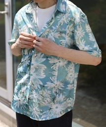 HOOK- レトロ調 古着風総柄ビッグオーバーシャツ (SS) (LR)