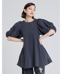 Puff sleeve denim dress