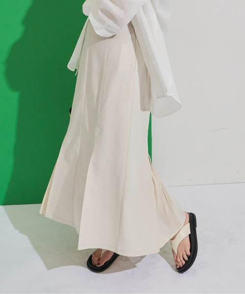 Aunt Marie's(アントマリーズ)の「リネンブレンドプリーツスカート(スカート・レディース・ブラウン/ベージュ/ピンク/ブラック・FREE)」の12枚目の写真