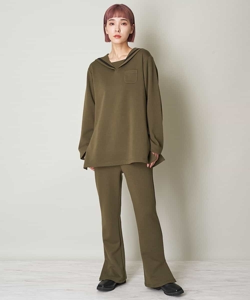 A de a.v.v（アードアー・ヴェ・ヴェ）の「（SET UP対応）セーラーカラーダンボールチュニック（Tシャツ/カットソー・レディース・カーキ/サンドベージュ/ブラック・38/36）」の21枚目の写真