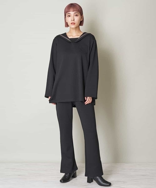 A de a.v.v（アードアー・ヴェ・ヴェ）の「（SET UP対応）セーラーカラーダンボールチュニック（Tシャツ/カットソー・レディース・カーキ/サンドベージュ/ブラック・38/36）」の16枚目の写真