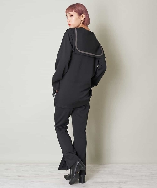 A de a.v.v（アードアー・ヴェ・ヴェ）の「（SET UP対応）セーラーカラーダンボールチュニック（Tシャツ/カットソー・レディース・カーキ/サンドベージュ/ブラック・38/36）」の15枚目の写真