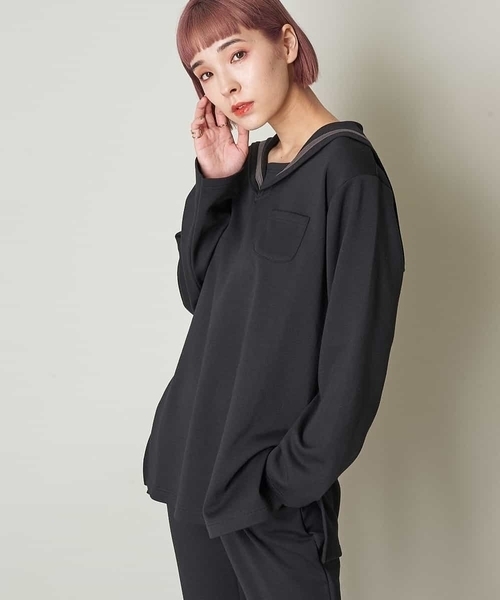 A de a.v.v（アードアー・ヴェ・ヴェ）の「（SET UP対応）セーラーカラーダンボールチュニック（Tシャツ/カットソー・レディース・カーキ/サンドベージュ/ブラック・38/36）」の12枚目の写真