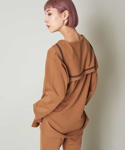 A de a.v.v（アードアー・ヴェ・ヴェ）の「（SET UP対応）セーラーカラーダンボールチュニック（Tシャツ/カットソー・レディース・カーキ/サンドベージュ/ブラック・38/36）」の11枚目の写真