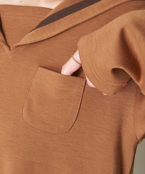 A de a.v.v（アードアー・ヴェ・ヴェ）の「（SET UP対応）セーラーカラーダンボールチュニック（Tシャツ/カットソー・レディース・カーキ/サンドベージュ/ブラック・38/36）」の7枚目の写真