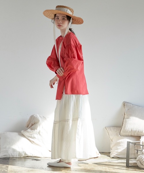 Libra Cue（リブラ キュー）の「ビンテージライクピンタックブラウス（シャツ/ブラウス・レディース・ホワイト/グリーン/ブラック/オレンジ/レッド・FREE）」の12枚目の写真