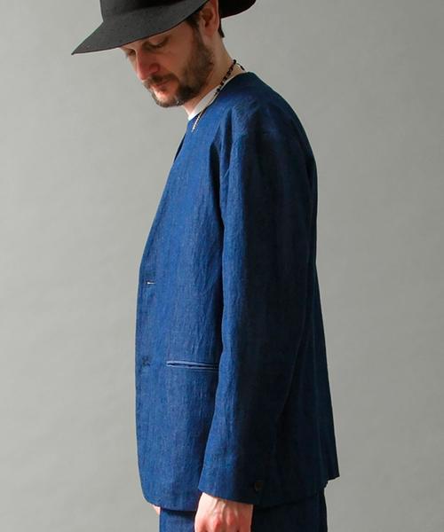 MONKEY TIME(モンキータイム)の「<monkey time> ∴ 4.5oz/DNM samue JKT/ジャケット◆(ノーカラージャケット・メンズ・ネイビー・MEDIUM/LARGE/SMALL)」の3枚目の写真