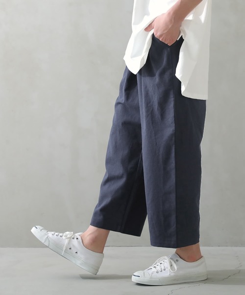 osharewalker（オシャレウォーカー）の「【廃盤】『リネン混アンクルワイドテーパードパンツ』（その他パンツ・メンズ・グリーン/ネイビー・M/XL/L）」の2枚目の写真