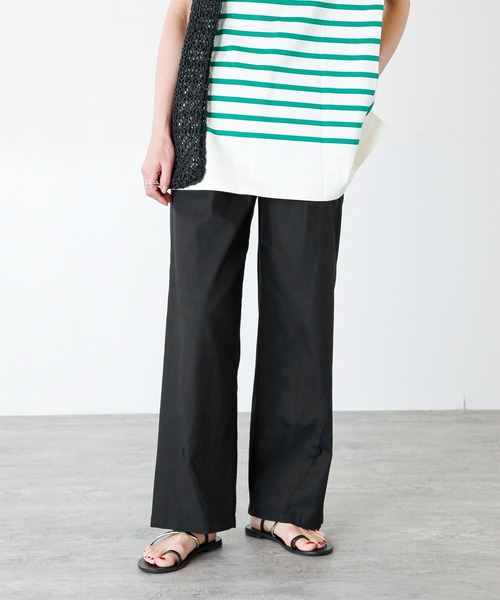 JOURNAL STANDARD relume(ジャーナルスタンダード レリューム)の「コットンリネンチノアジャストパンツ(チノパンツ・レディース・ブラック/グリーン・38/36)」の2枚目の写真