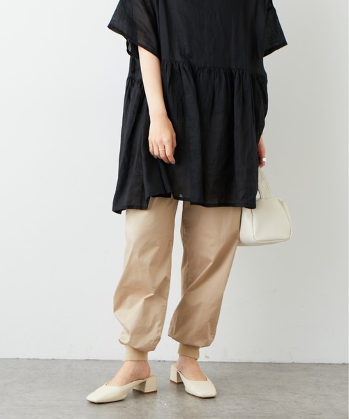 PUAL CE CIN(ピュアルセシン)の「JAPAN MADEジョガーパンツ(その他パンツ・レディース・オリーブ/ブラック/ライトベージュ/ライトグレー/ベージュ/ピンク・FREE)」の4枚目の写真