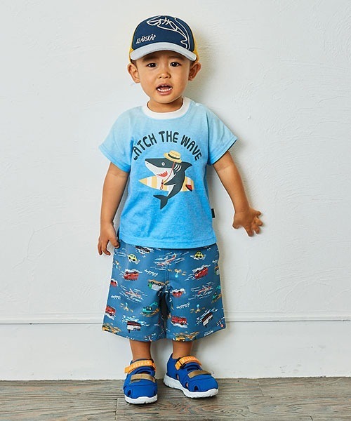 kladskap(クレードスコープ)の「乗り物柄5分丈サーフパンツ(その他パンツ・キッズ・イエロー/ネイビー・110cm/130cm/100cm/90cm/120cm)」の2枚目の写真