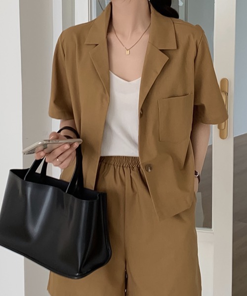 ニードルス セットアップ ブラウン 半袖シャツ&ショートパンツセット