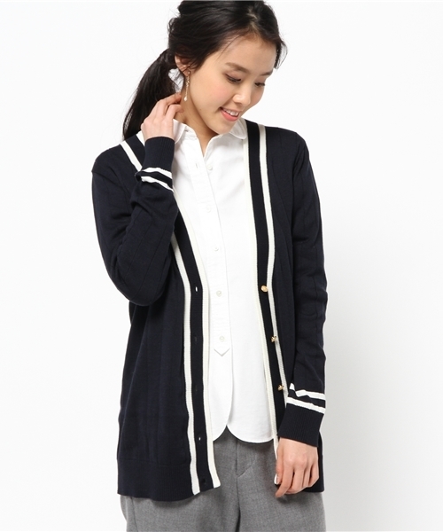 La TOTALITE(ラトータリテ)の「ライン V カーディガン。(ニット/セーター・レディース・ネイビー/ホワイト・FREE)」の12枚目の写真