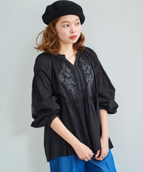 le.coeur blanc(ルクールブラン)の「ドビーエンブロイダリーブラウス(シャツ/ブラウス・レディース・ブラック/オフホワイト・38)」の20枚目の写真