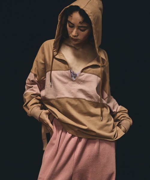 papier(パピエ)の「papier/パピエ/Line parker/パーカー(パーカー・レディース・ブラウン/グレー・FREE)」の2枚目の写真
