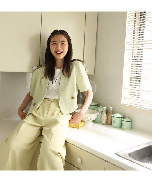 one after another NICE CLAUP(ワンアフターアナザーナイスクラップ)の「【セットアップあり】サイドスリット入りワイドスラックスパンツ(スラックス・レディース・ブラック/ピンク/黄緑系・SMALL/MEDIUM)」の22枚目の写真