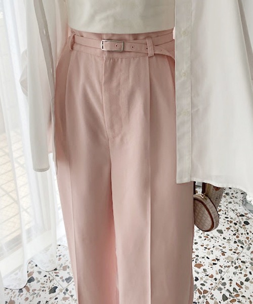 one after another NICE CLAUP(ワンアフターアナザーナイスクラップ)の「【セットアップあり】サイドスリット入りワイドスラックスパンツ(スラックス・レディース・ブラック/ピンク/黄緑系・SMALL/MEDIUM)」の18枚目の写真