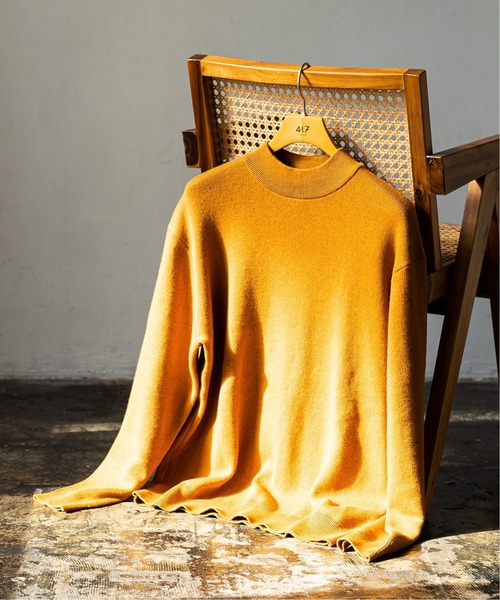 417 EDIFICE（フォーワンセブンエディフィス）の「コットンカシミヤ モックネックニット（ニット/セーター・メンズ・ブルー/ブラウン/オレンジ/ブラック/グリーン/グレー・X-LARGE/MEDIUM/SMALL/LARGE）」の6枚目の写真