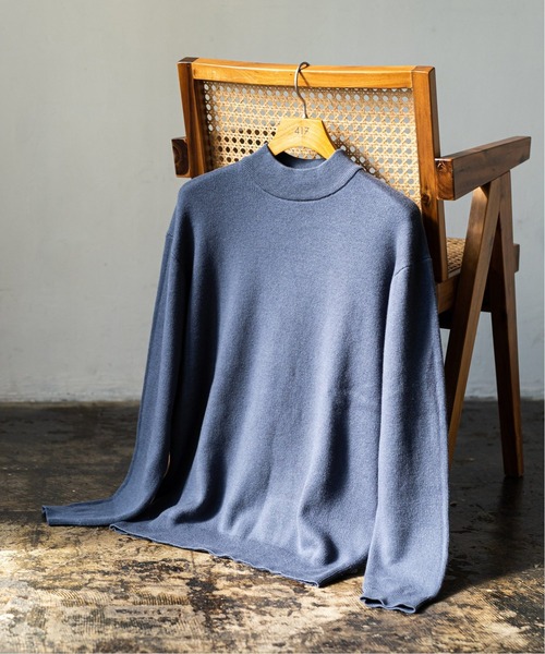 417 EDIFICE（フォーワンセブンエディフィス）の「コットンカシミヤ モックネックニット（ニット/セーター・メンズ・ブルー/ブラウン/オレンジ/ブラック/グリーン/グレー・X-LARGE/MEDIUM/SMALL/LARGE）」の5枚目の写真