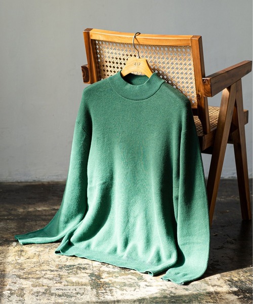 417 EDIFICE（フォーワンセブンエディフィス）の「コットンカシミヤ モックネックニット（ニット/セーター・メンズ・ブルー/ブラウン/オレンジ/ブラック/グリーン/グレー・X-LARGE/MEDIUM/SMALL/LARGE）」の4枚目の写真