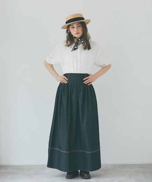 and R（アンドアール）の「ハイウエストデニムスカート（デニムスカート・レディース・ブラック・FREE）」の11枚目の写真