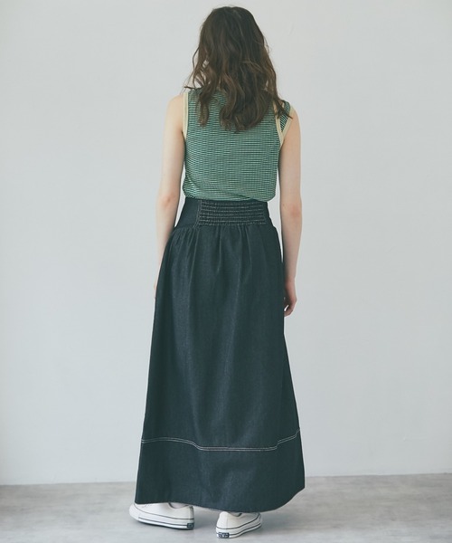 and R（アンドアール）の「ハイウエストデニムスカート（デニムスカート・レディース・ブラック・FREE）」の5枚目の写真