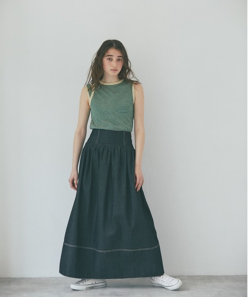 and R（アンドアール）の「ハイウエストデニムスカート（デニムスカート・レディース・ブラック・FREE）」の7枚目の写真