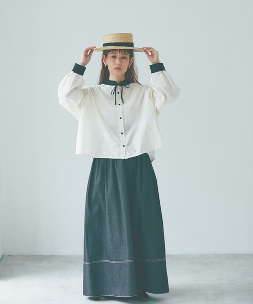 and R（アンドアール）の「ハイウエストデニムスカート（デニムスカート・レディース・ブラック・FREE）」の10枚目の写真