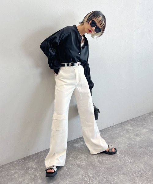 PAGEBOY（ページボーイ）の「CORE / ステッチワークカーゴパンツ（カーゴパンツ・レディース・ブラック/オフホワイト・S/M）」の6枚目の写真