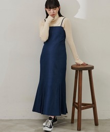 タックプリーツデニムキャミワンピース
