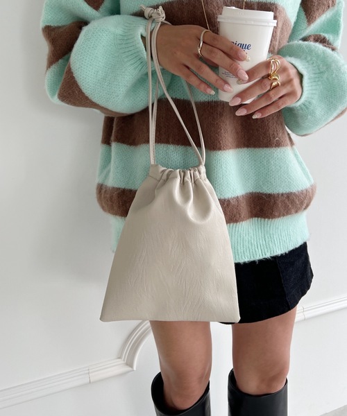 MYMOOD.（マイムード）の「2WAY巾着ミニショルダーバッグ（ショルダーバッグ・レディース・ブラック/アイボリー/ベージュ/シルバー・FREE）」の12枚目の写真